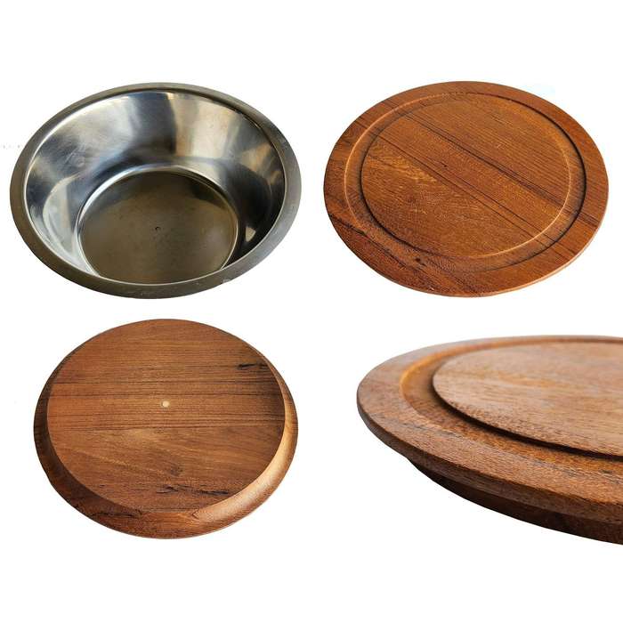 1970s Danish Teak and Stainless Steel Cheese Board and Dome by Shireclose