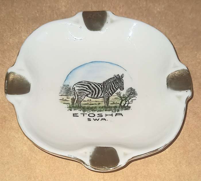 Handpainted Etosha SWA  Ceramic Ashtray. 10cm Diameter