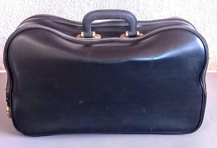 Vintage SAL SAA South African Airways Pilot Carry-On Vinyl Black Bag 1960s