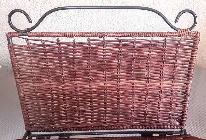 Wrought Iron Magazine Rack. 38cm Length x 30cm Wide at the top of the V Shape x 40cm Height