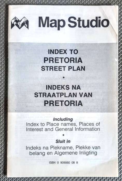 Vintage Apartheid Era Map Studio Streetplan of Pretoria in Colour