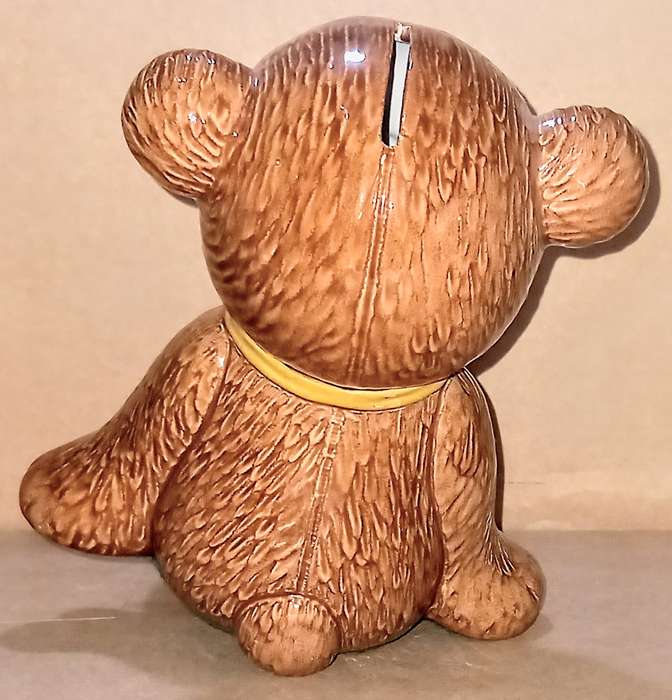 Vintage Shelf Sitting Bear Savings Bank. 20cm Tall
