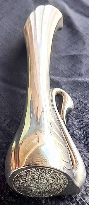 Vintage silver plated swan button vase art deco design weighted bottom. 18cm Height
