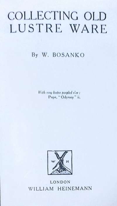 Hardcover 1916. Collecting old lustre ware