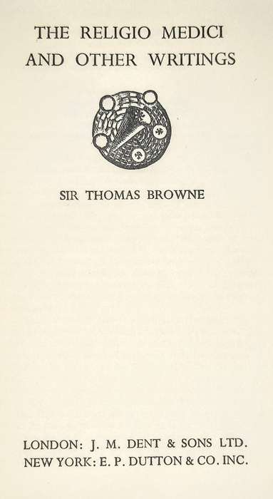 Hardcover 1940. The Religio Medici and Other Writings by Sir Thomas Browne
