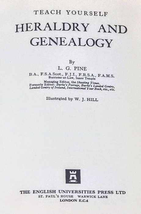 Hardcover 1968. Teach Yourself Heraldry and Geneology