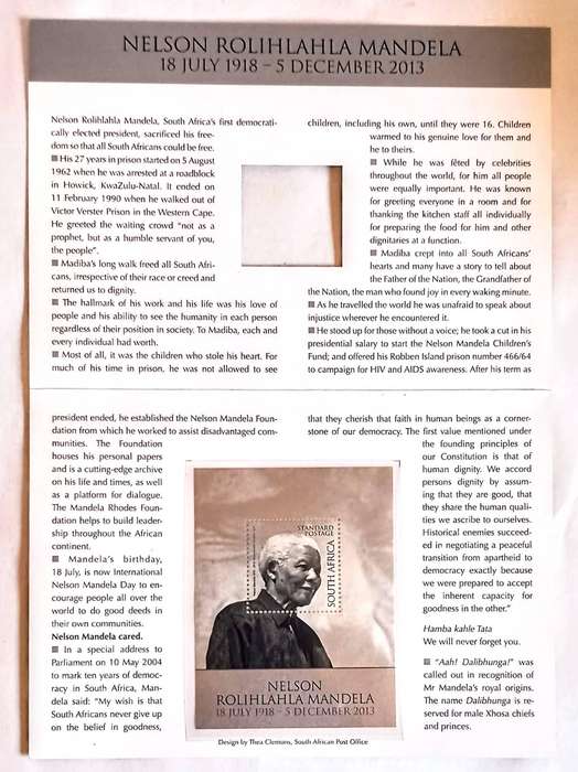 RSA - Nelson Mandela Miniature Sheet (MNH) Folder (2014)