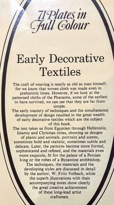 Hardcover 1969. Early Decorative Textiles