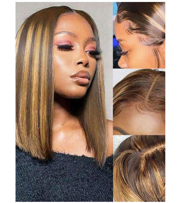 12" Highlight Bob Human Hair wig