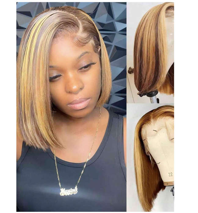 12" Highlight Bob Human Hair wig