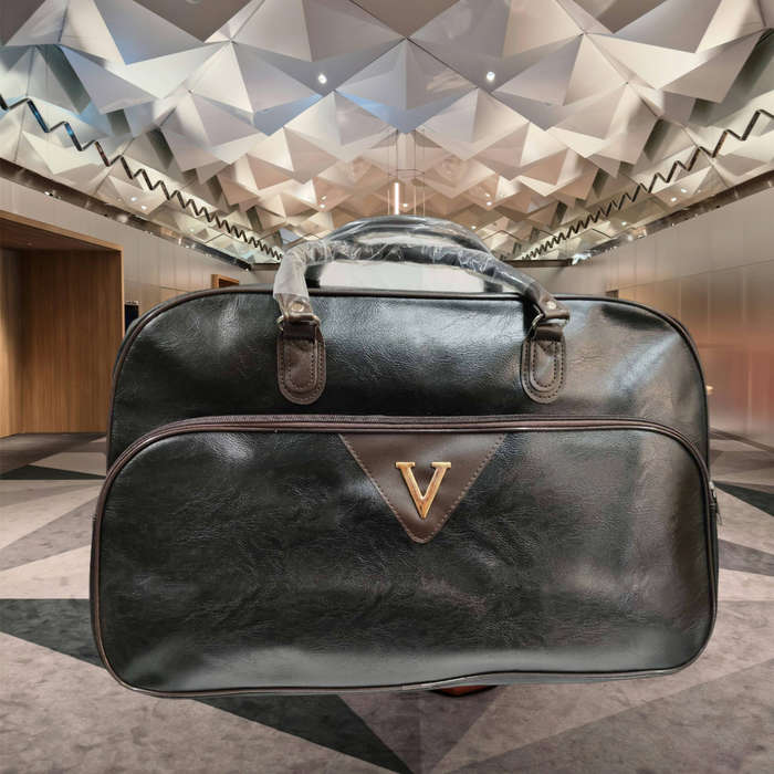 Big V Logo Unisex Travel Bag Leather Duffle Bag