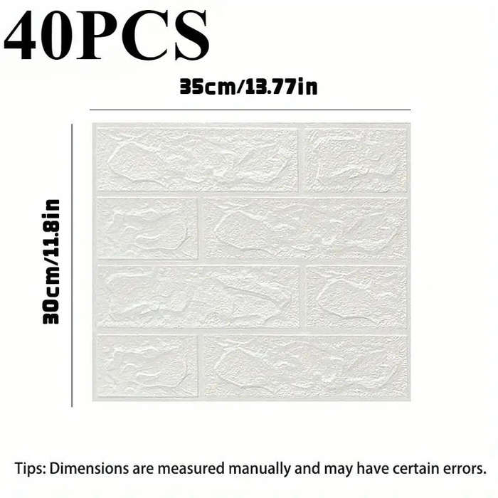 40pcs Waterproof 3D Foam Wall Tile Stickers Texture Design PVC Wall Stickers