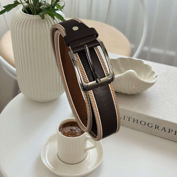 Men's luxury faux leather belt with automatic buckle suitable for business, casual and formal wear