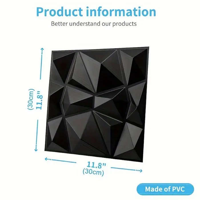 10pcs 3D PVC waterproof and easy to clean wall panels with diamond texture design