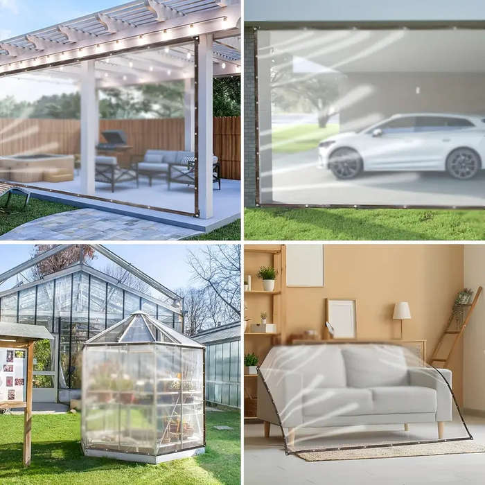 Outdoor transparent waterproof tarpaulin is suitable for terraces and gardens