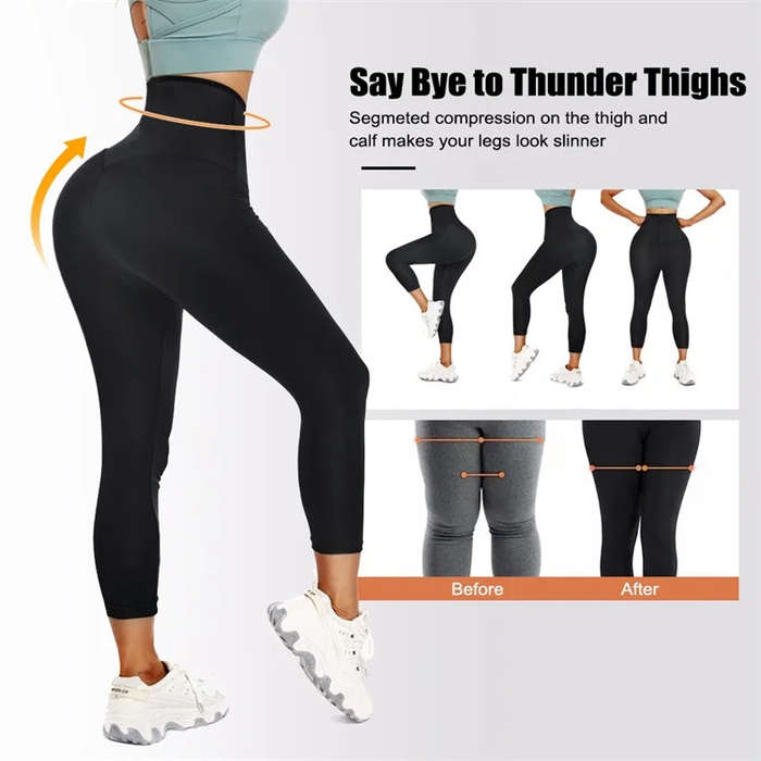 High waist tummy control tights fat burning body shaper quick dry yoga pants running fitness tights