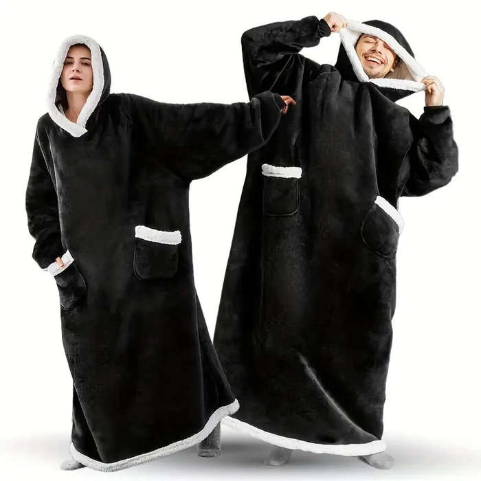 Winter Plush One-Piece Pajamas Adult Hoodie