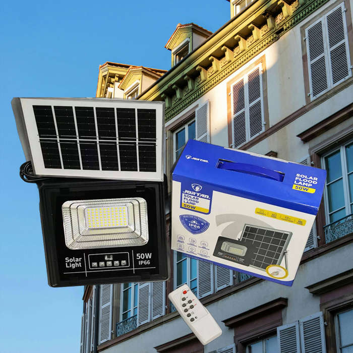 50W Solar Floodlight Outdoor Remote Control Solar LED Light IP66 Waterproof