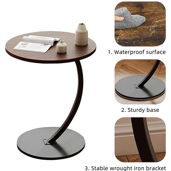 Wooden round coffee table living room and bedroom side table