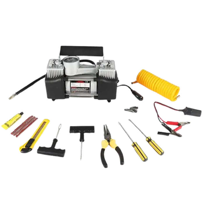 12V Portable Car Inflator Emergency Air Pump Tire Repair Tool Box Set