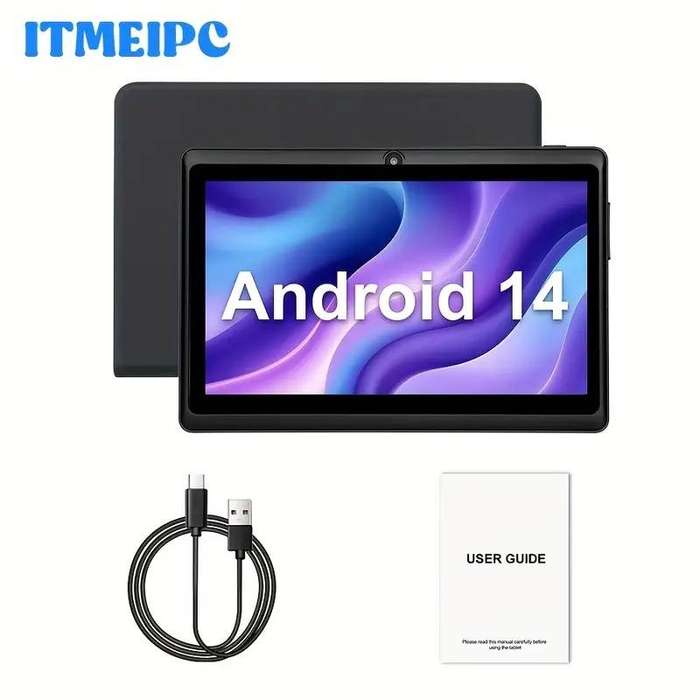 ITMEIPC Android 14 tablet with quad-core processor, HD display and dual cameras