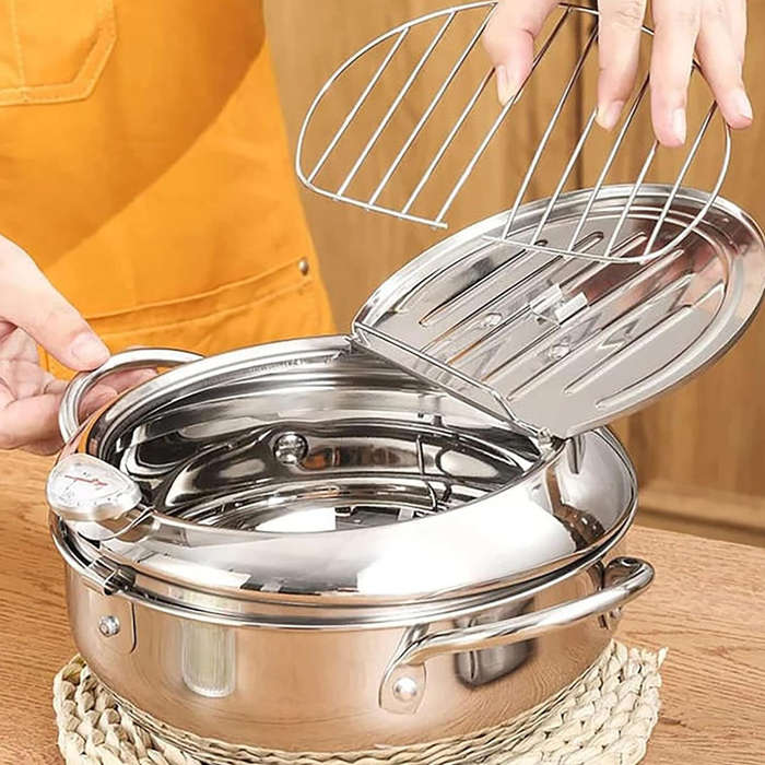 2.2L stainless steel fryer with thermometer