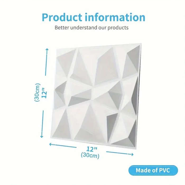 10pcs 3D PVC waterproof and easy to clean wall panels with diamond texture design