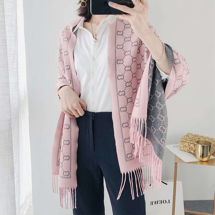 Autumn and winter warm jacquard tassel scarf lady shawl versatile neck scarf