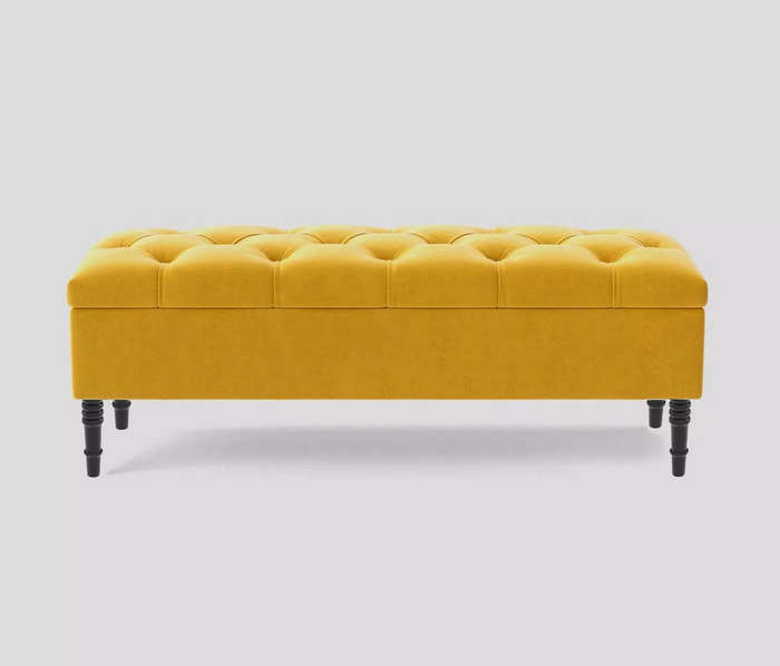 Chesterfield Velvet Storage Ottoman Bench