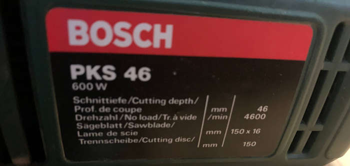 Bosch Pks 46 600W Circular Saw 150mm blade