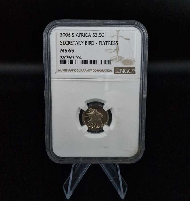 2006 South Africa S2.5c Secretary Bird - Flypress (MS65)