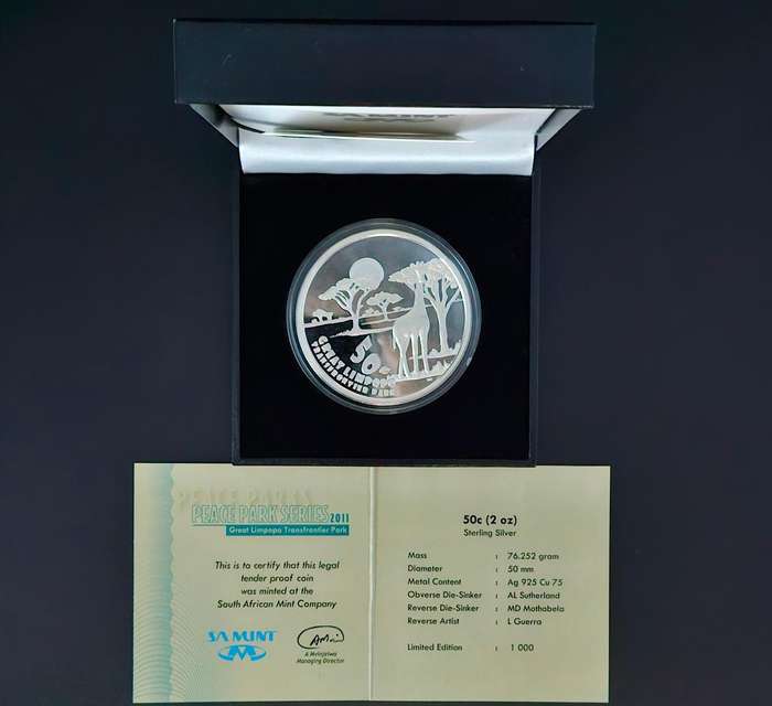 2011 Peace Parks Great Limpopo Transfrontier Park - 2oz Silver 50c
