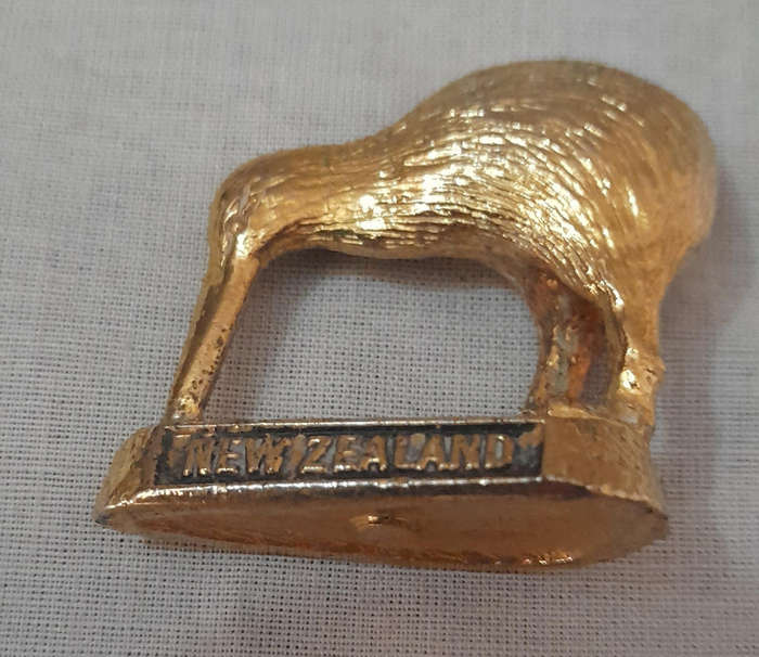 New Zealand Kiwi Gold Toned Figurine Souvenir