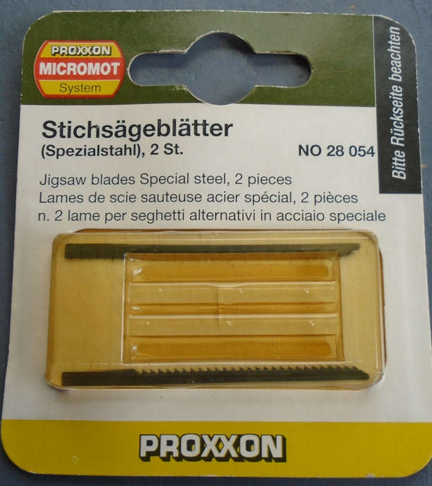 PROXXON - 28 054 2 X JIGSAW BLADES, SPECIAL STEEL - NEW OLD STOCK,CARDED