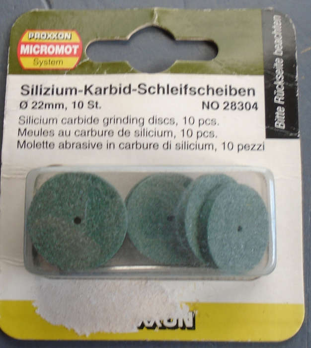 PROXXON - 28304 10 X SILICIUM CARBIDE GRINDING DISCS  .22mm- NEW OLD STOCK,CARDED