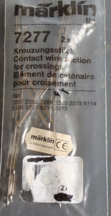 MARKLIN HO SCALE - 7277 CONTACT WIRE SECTION FOR CROSSINGS - IN PKT