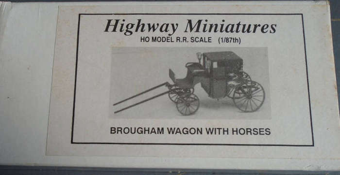 HIGHWAY MINIATURES HO SCALE - BROUGHAM WAGON WITH HORSES KIT, BOXED