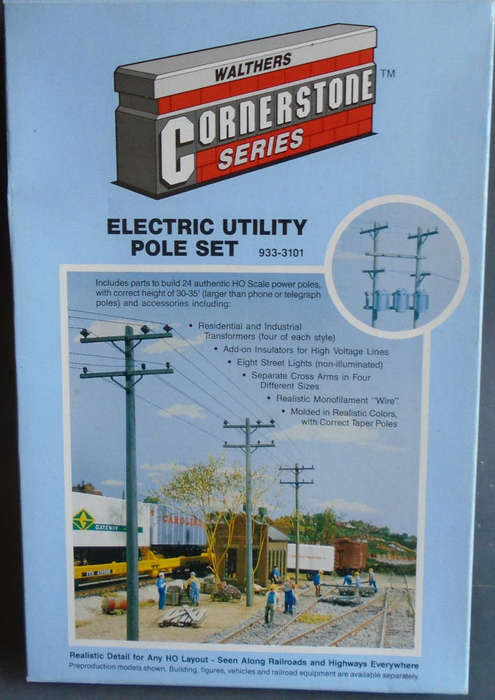 WALTHERS HO SCALES - ELECTRIC UTILITY POLE SET, BOXED