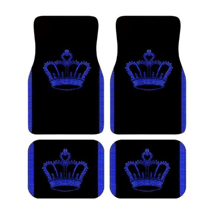 4-Piece Blue Large Crown Car Floor Mats