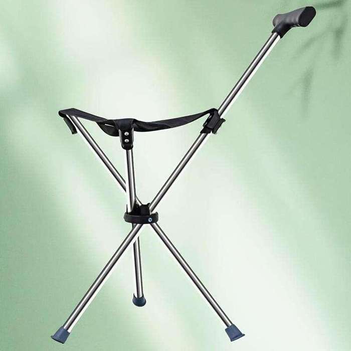 1 2-In-1 Folding Cane And Stool