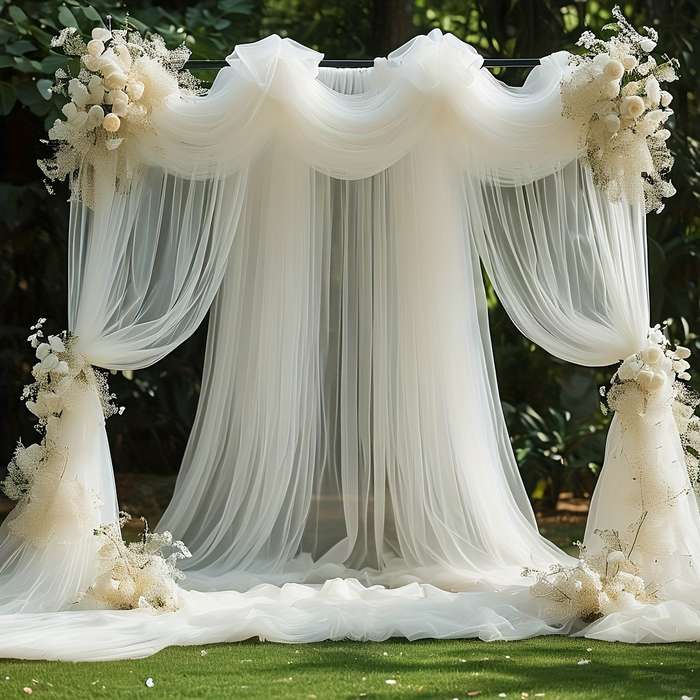 Elegant White Chiffon Tulle Curtains For Wedding Arch
