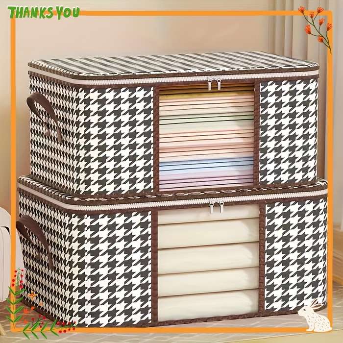 Chic Houndstooth Clothing And Quilt Storage Bag