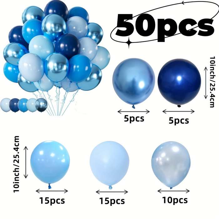 50 Blue Latex Balloons
