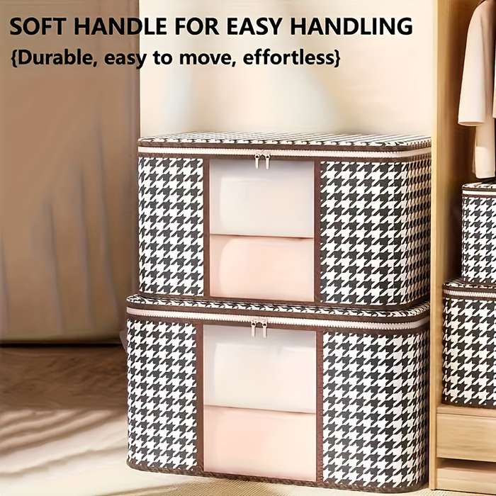 Chic Houndstooth Clothing And Quilt Storage Bag