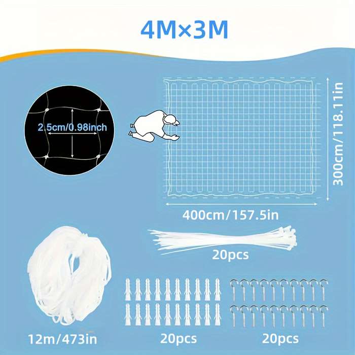 Balcony Transparent Cat Protection Net With Connecting Rope And Accessories