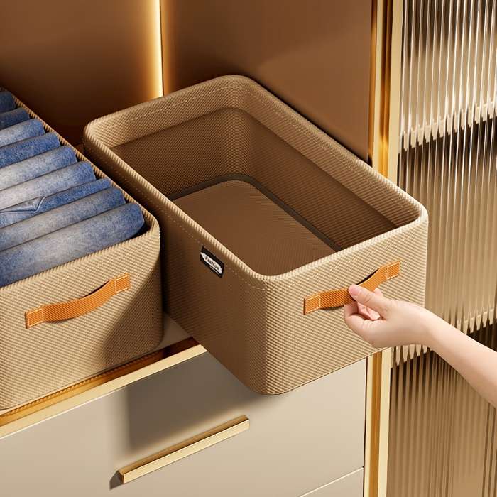 1 Multifunctional Foldable Storage Basket With Handle Design