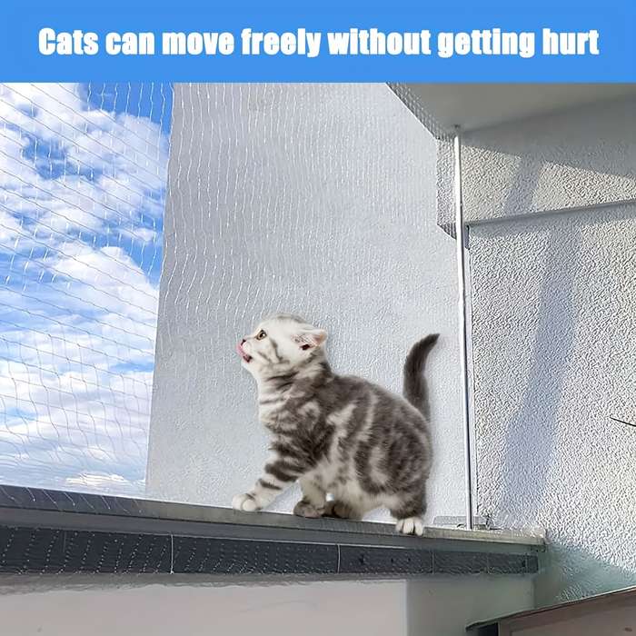Balcony Transparent Cat Protection Net With Connecting Rope And Accessories