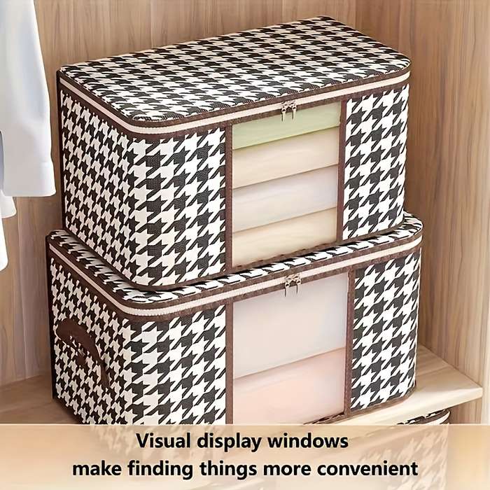 Chic Houndstooth Clothing And Quilt Storage Bag