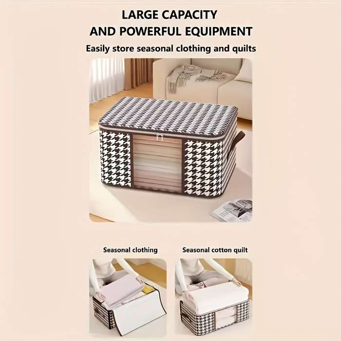 Chic Houndstooth Clothing And Quilt Storage Bag