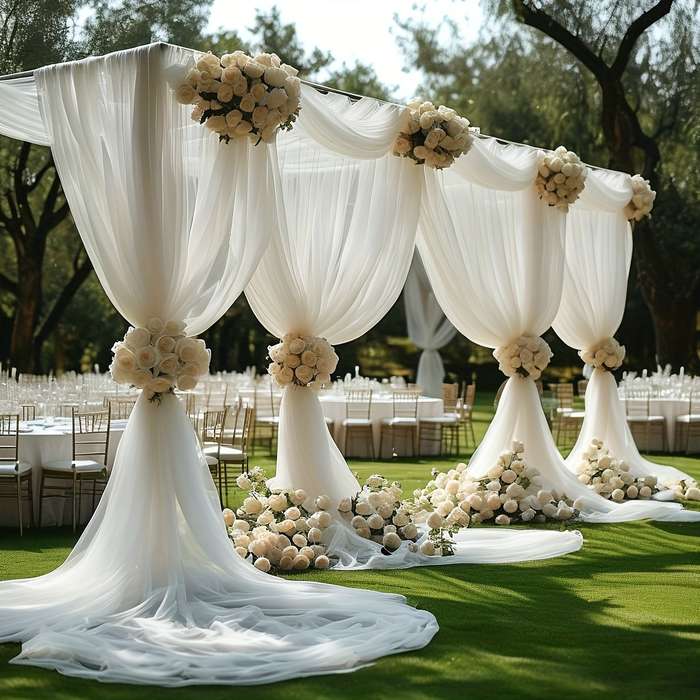 Elegant White Chiffon Tulle Curtains For Wedding Arch